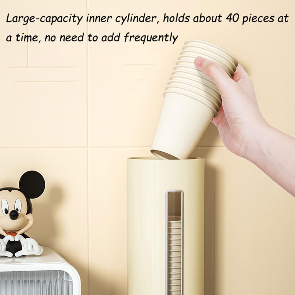 Dispensador de vasos de papel desechables,hecho de plástico respetuoso con el medio ambiente,resistente al agua y al polvo,Diseño de montaje en pared-gran capacidad,para oficina, restaurante, hospital