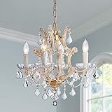 Saint Mossi 4 Light Crystal Maria Theresa Gold Chandelier Light Fixture,Modern Chandelier Crystal Chandelier for Bedroom,Dining Room,Living Room,H17 x W18,Adjustable Chain