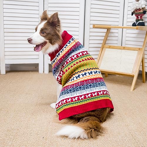 Image of Mihachi Dog Sweater - Winter Coat Apparel Clothes with Colorful Stripes for Cold Weather