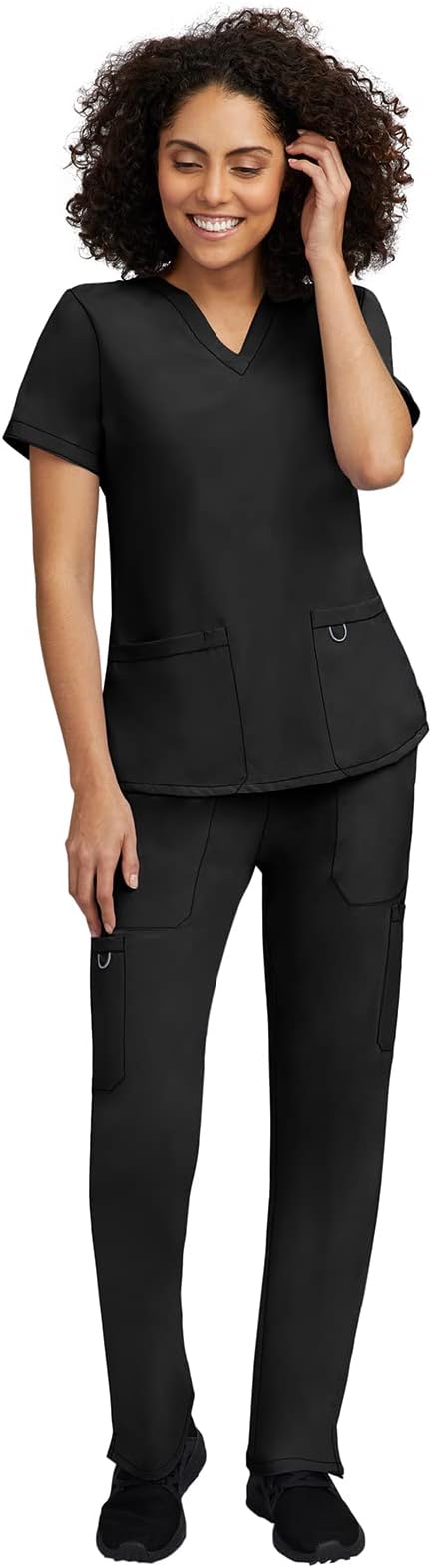 Healing HandsSTAT MEDICAL WEAR Scrub Set for Women, Professional V-Neck Top with Comfortable Drawstring Pant with 5 Pockets - 100200, 2XL, Black