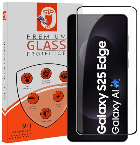 Image of STP FEEL Premium HD+ Tempered Glass Screen Protector Guard Compatible For Samsung S25 Edge 5G (6.7 Inch, Pack of 1) | Edge to Edge Coverage With Easy to installation kit for Smartphone
