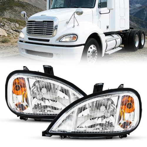 KPJYATUO Headlights Fit For 2004-2017 Freightliner Columbia Replacement Headlamp DOT and SAE Approved (A Pair)