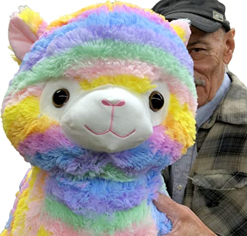 Big Plush Giant Stuffed Llama Rainbow Color Fully Stuffed Soft Luxurious Large Plushie Animal 30 Inches #TOP2