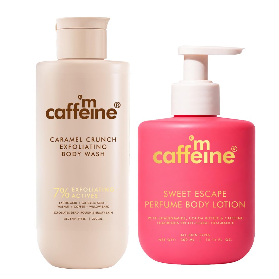 mCaffeine Smooth Skin & Floral Bliss Duo | 7% Exfoliating Body Wash | 1% Salicylic & 2% Lactic Acid | Reduces Body Acne & Ingrown Hair | Sweet Escape Perfume Body Lotion | Fruity-Floral Fragrance-image-45