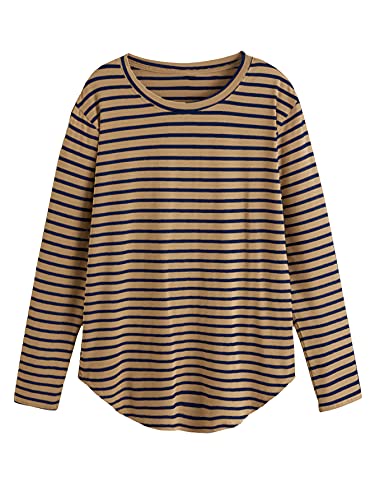 Image of Milumia Women's Elbow Patch Striped High Low Top T-Shirt