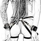 MFMYEE SM Geschirre Bondage Handschellen,Sex Bondage Fetisch Leder Handschellen Geschirr Homosexuell,Leder Strumpfhose Bondage BDSM Kit Sex Spielzeug Toys (verstellbar)