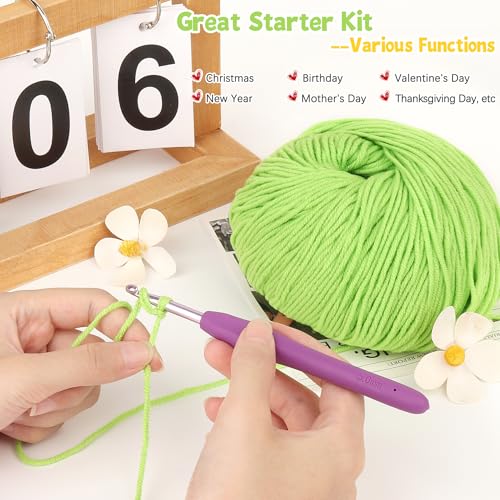 Image of Katech Cotton Yarn for Crocheting-55% Cotton 45% Acrylic-#3 DK (Light)-Super Soft Milk Cotton Yarn-Great Crochet and Knitting Starter Kit for Colorful Craft(Grass Green)
