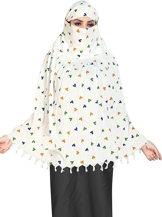 Image of Cotton Long Scarf Cum Mask Scarves Usable for Vehicle Driver | White Printed Design Fabric | Universal Size | Soft & Breathable Sun Protection | For Girl & Women
