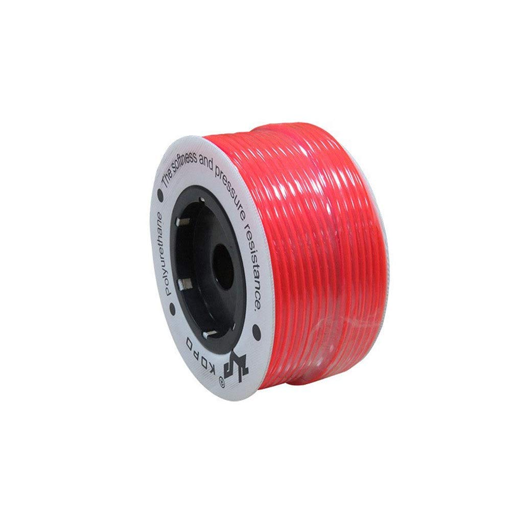 Manguera neumática de poliuretano, manguera de poliuretano, manguera neumática resistente a alta presión, manguera de aire comprimido resistente al desgaste (Color: rojo, Tamaño: 6 x 4 mm Longitud: