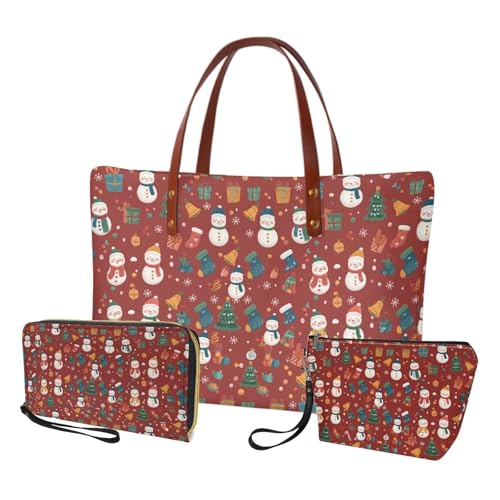 Image of Top Handle Purse for Women, Large Tote Handbag With PU Wallet Set, Gift for Mom