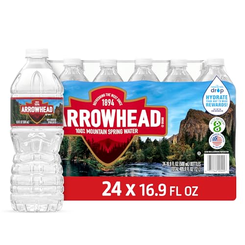 Arrowhead Mountain Spring Water Bottles, 24 Pack - Still Bottled Water with Naturally Occurring Minerals & Electrolytes for Taste - 16.9 Fl Oz