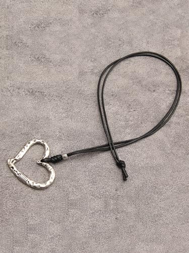 Joymiao Leather Necklace For Women Handmade Boho Pendant Necklace Heart Wrap Choker Necklace Long Bohemian Necklace Black String Necklace With Pendant thumb #6