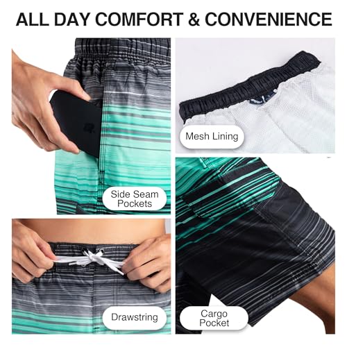 Image of Kanu Surf Men's Big Viper Extended Size Stripe Swim Trunk