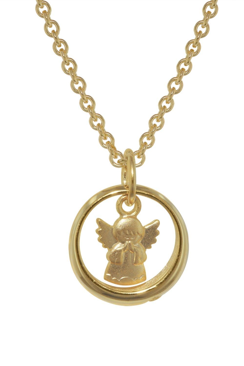 trendor Anhänger Taufring mit Engel Gold 333 mit goldplattierter Kette
