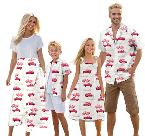 Image of Cromoncent Matching Hawaiian Outfits for Family, Dad and Son Matching Luau Beach Tropical Shirts Mommy Daughter Tropical Sets