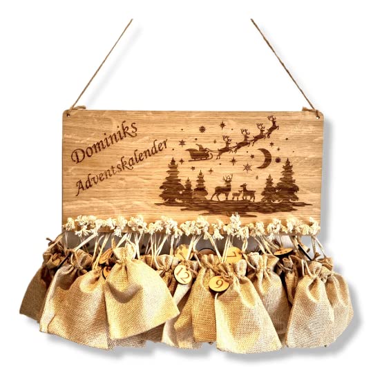 Personalisierter Adventskalender mit Namen | Weihnachtskalender | Advent | Adventskalender für Kinder | Jutesäckchen (Komplettset)