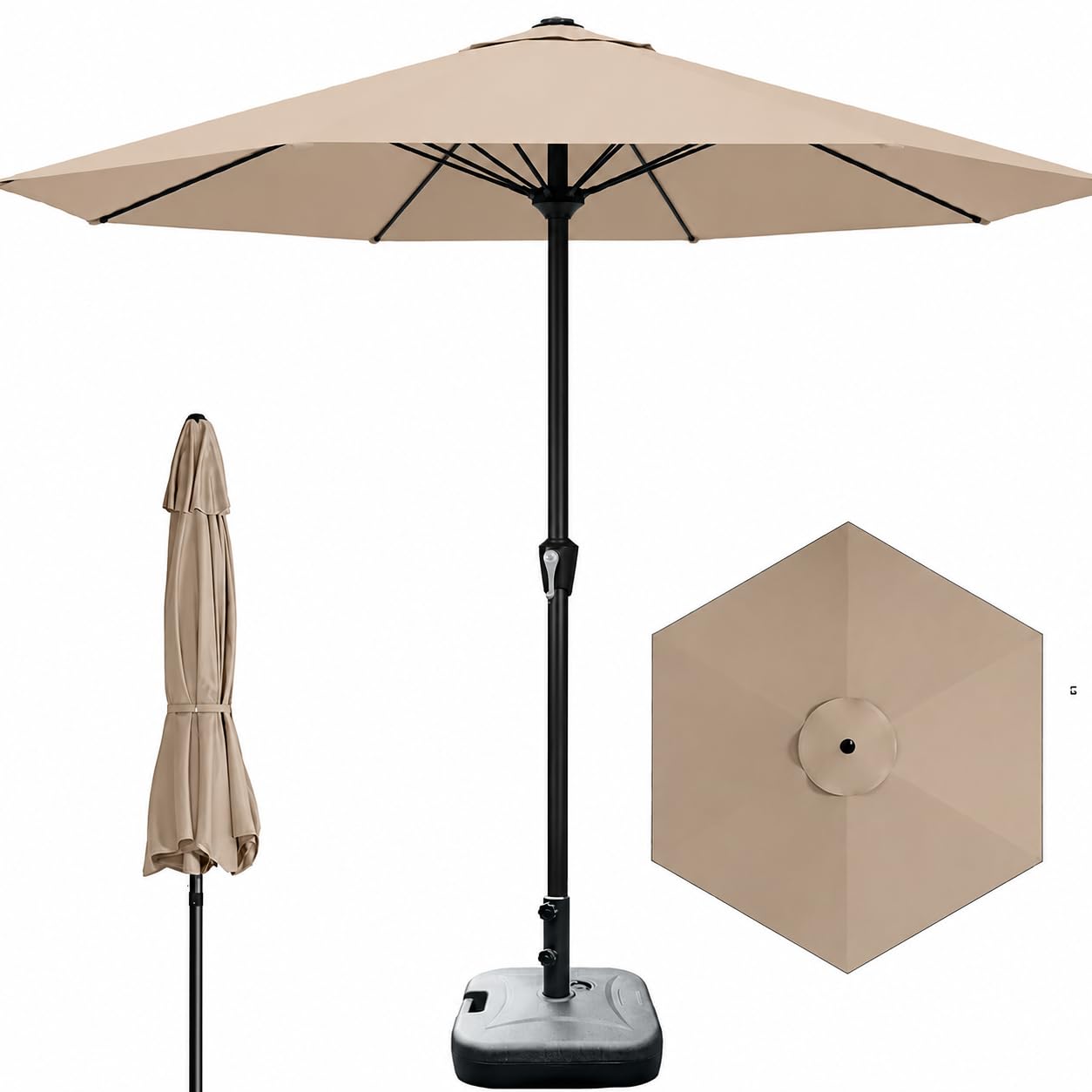 Hukimoyo Large Garden Umbrella Outdoor For Patio Lawn Single Round Umbrella Waterproof Big Size Sun Shade Canopy For Backyard Restaurant-image-44