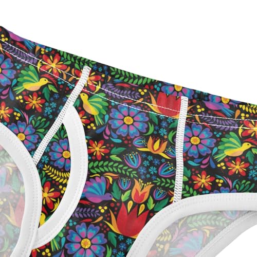 Boys' Exclusive Briefs Toddler Underwear 95% Combed Cotton Boxerbriefs 2T Colorful Folk Pattern 114