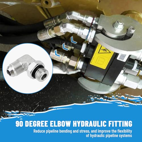Image of 5 Pack 90 Degree Elbow Hydraulic Hose Fittings: 1 /2 inch JIC 37 Male x #8 SAE /ORB Male, Hydraulic End Connectors with Protection Cover - 6801-08-08