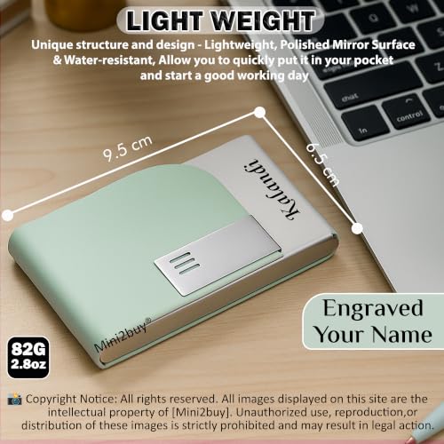 Image of Mini2buy Customized Name Engraved Card Holder for Credit, Debit, ATM, and Business Visiting Cards from Premium Stainless Steel Size Ideal for Personal use or Corporate Gifting (Green-Customized)