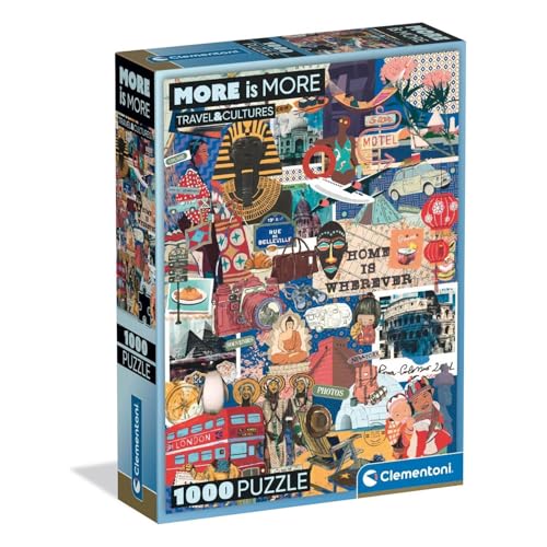 Clementoni - Puzzle pour Adultes 1000 Pièces, More is More - Travel&Cultures Compact Box, Fabriqué en Italie, 37072