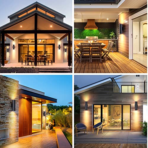 Image of DAKAFUL Outdoor Wall Lights 6Pack, Integrated LED Cylinder Up Down Lights, 12W 2700K Aluminum Exterior Wall Light, Outdoor Light Fixture for Porch Patio Door