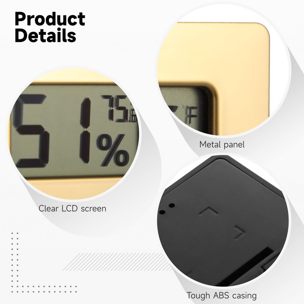 2-in-1 Digitales Hygrometer und Thermometer, ±2%RH Humidor-Hygrometer mit Messbereich 32% bis 99%, Mini-Feuchtigkeits- und Temperaturmesser für Humidore, Gewächshäuser, Inkubatoren