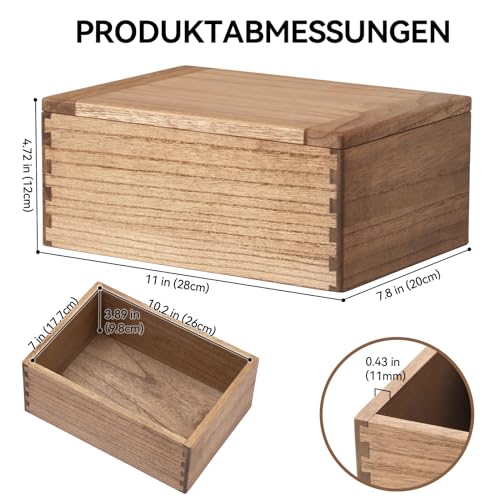 Holzkiste mit Deckel aus Kirigen Holz für Aufbewahrung und Dekoration