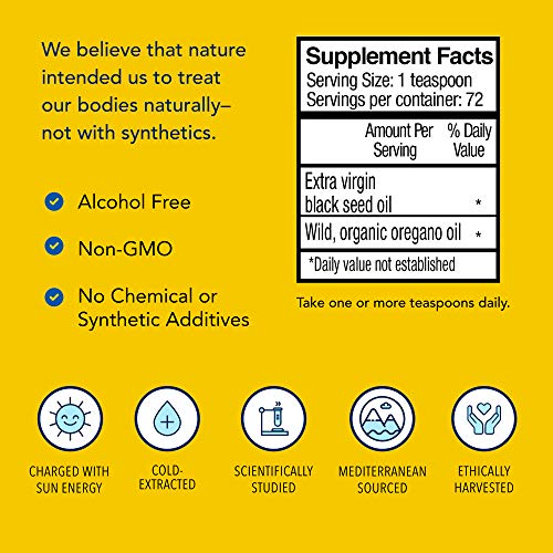 North American Herb & Spice Black Seed Oil - 12 Fl. Oz. - Cardiovascular, Digestive & Immune Support - Contains Wild, Mediterranean Oreganol P73 Oregano Oil - Non-Gmo - 72 Total Servings #TOP3