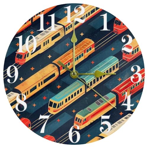 Horloge murale colorée train silencieuse à quartz pour bureau