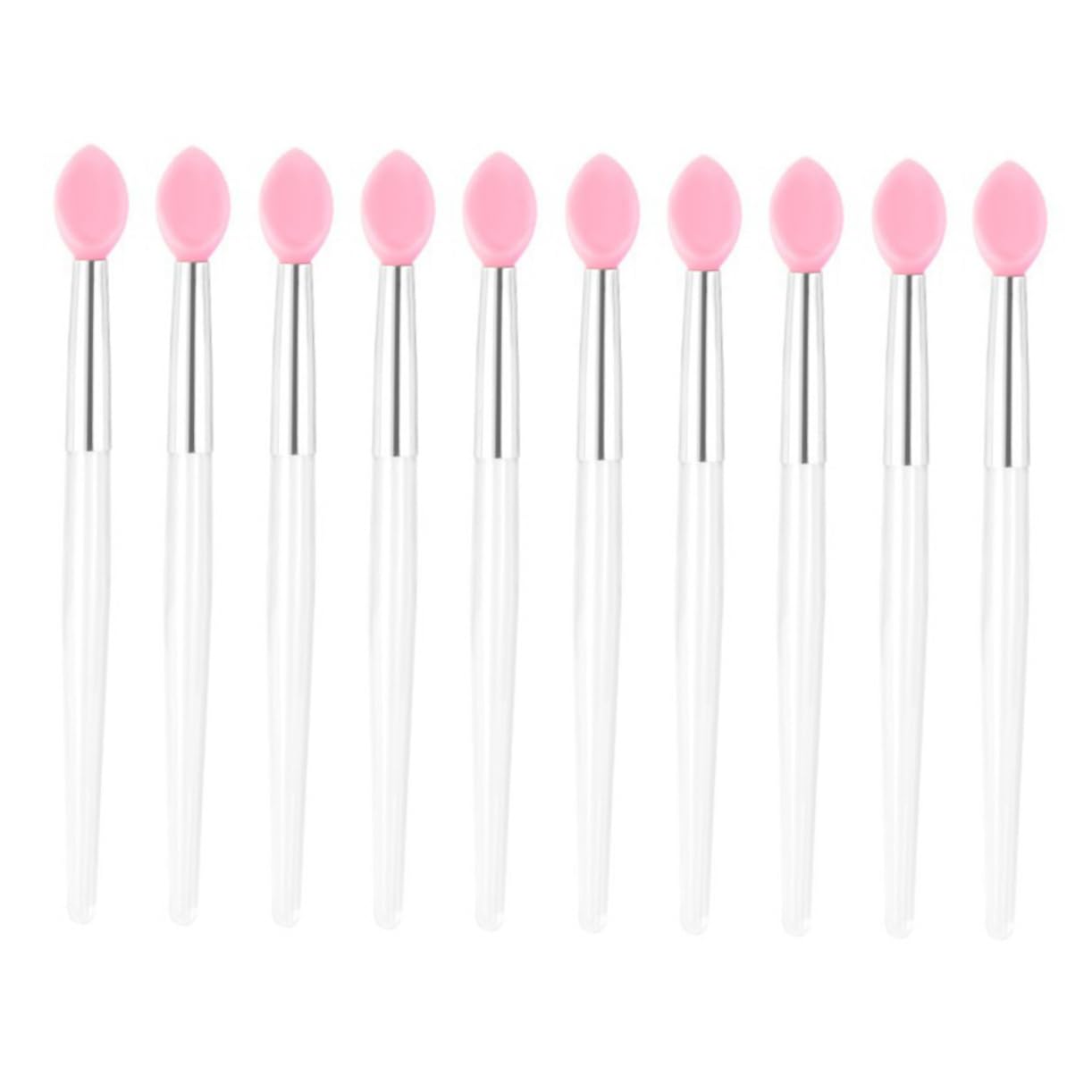 FRCOLOR Travel-ready Silicone Lip Applicators 10pcs Lip Brush Set Lipstick Tester Makeup Brush Ideal for Home Travel Office