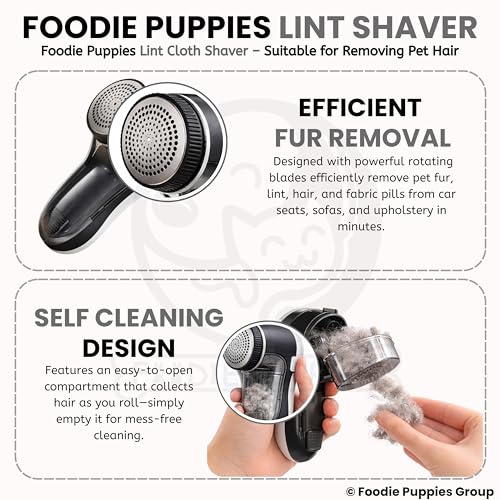 Image of Foodie Puppies Pet Lint Remover for Clothes (Cloth Shaver) Battery Operated Lint Remover with 6-Leaf Stainless Steel Blades, Fabric Fuzz & Pill Remover for Wool, Cotton, Sofa, Furniture & Blankets