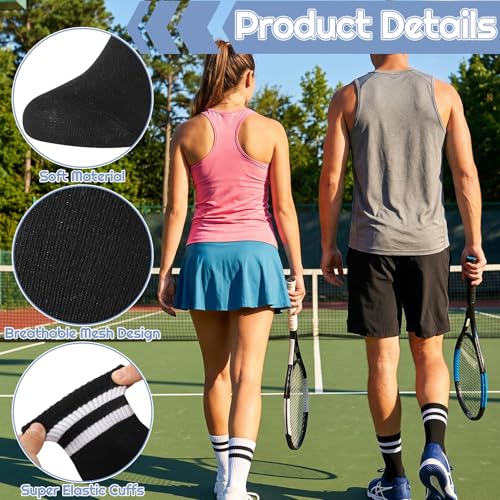Image of Womens Crew Socks Striped Trim Casual Crew Socks Mid Calf Ankle Sock Vintage Retro Gym Running 6 /8 Pack