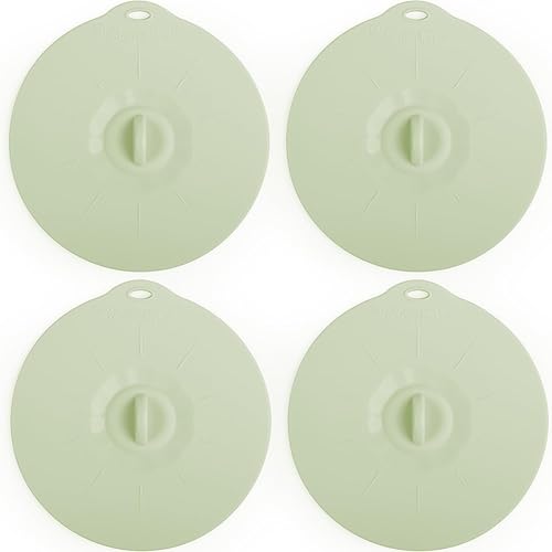 Paquete de 4 tapas de silicona de 3.9 pulgadas para tazas, tazones, platos, sartenes, cubierta para salpicaduras de microondas, recipientes de