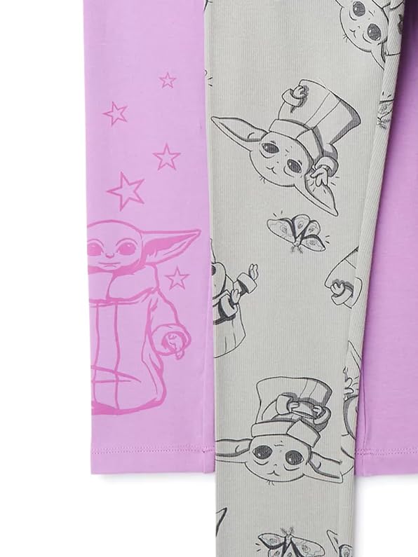 Mad Engine Star Wars Girls' Leggings Grogu Baby Yoda 2 Pack of Kids Pull-On Tights4
