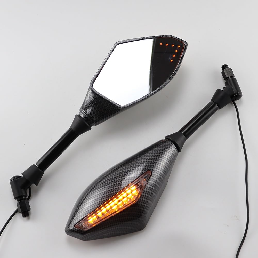 2 X Światła Lusterka Boczne Ze Wskaźnikiem Sygnału 10 Mm Lusterko Wsteczne Motocykla Uniwersalne Akcesoria(B)