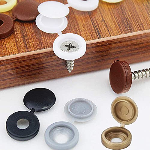 200 Pieces Hinged Screw Cover Caps, Plastic Screw Covers Caps for Number 6/8 Screws, Fold Screw Snap Covers Screw Decorative Caps(Black, White, Gray, Brown, Bronze) - Image 4