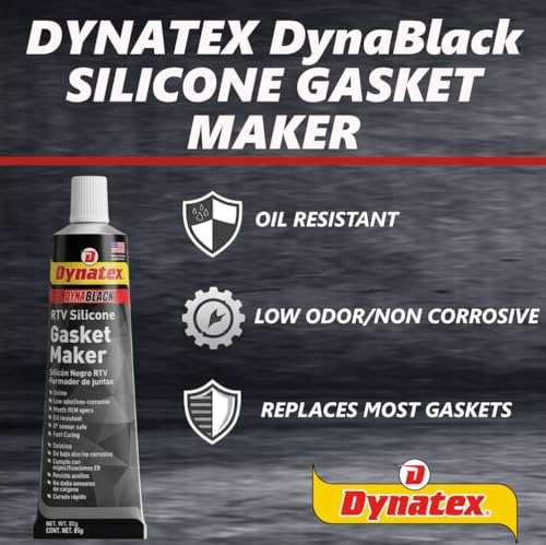 Image of Dynatex DynaBlack RTV Silicone Gasket Maker 85g Tube - 500F High Temperature, Sensor Safe, Low Odor, and Non-Corrosive Silicone Sealing Compound Made in the USA (8-Pack)