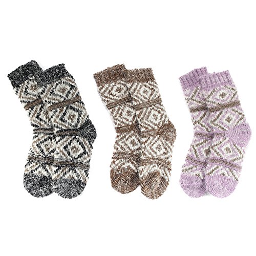 Image of BambooMN Women's Thick Vintage Pattern Cabin Crew Socks