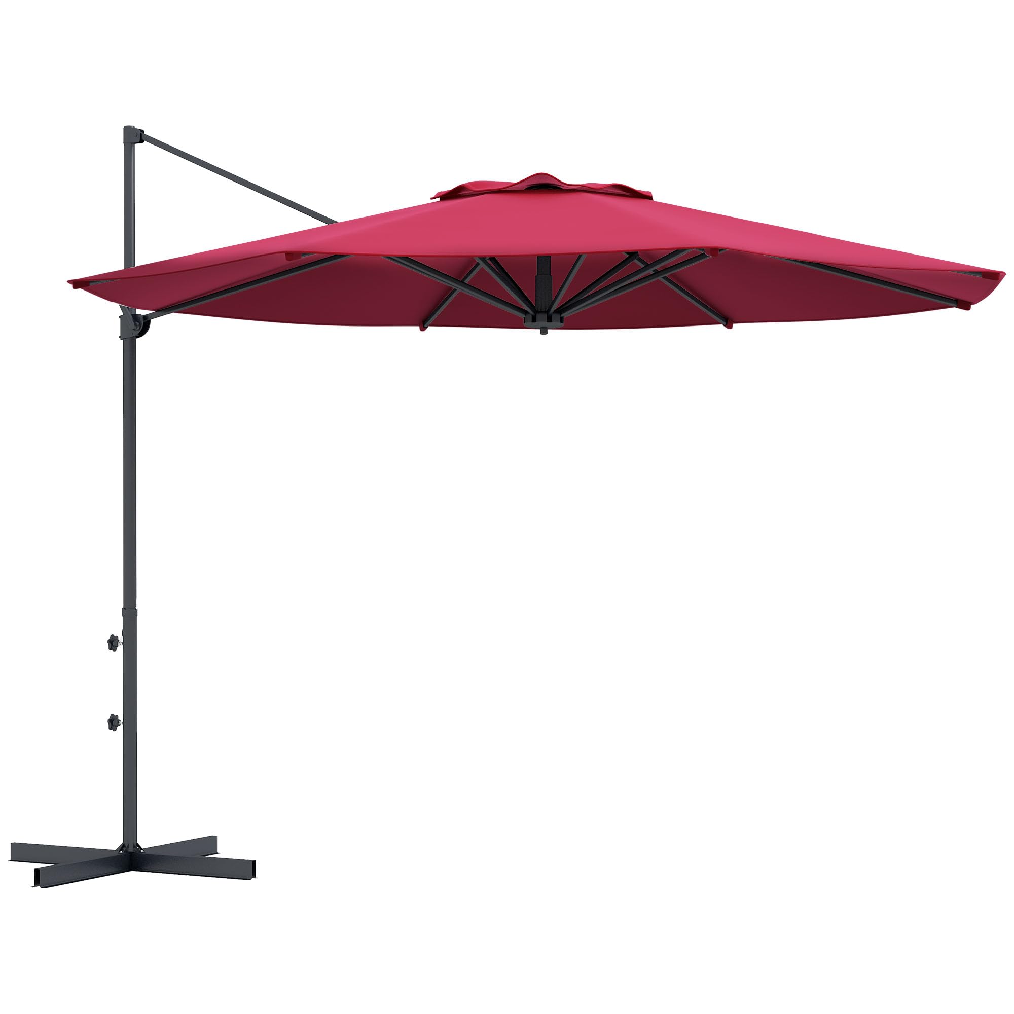 Outsunny Sombrilla de Jardín Ø294x242 cm Parasol de Terraza con Altura Ajustable Poste Giratorio 360° Ángulo de Techo Ajustable y Ventilación Superior para Patio Piscina