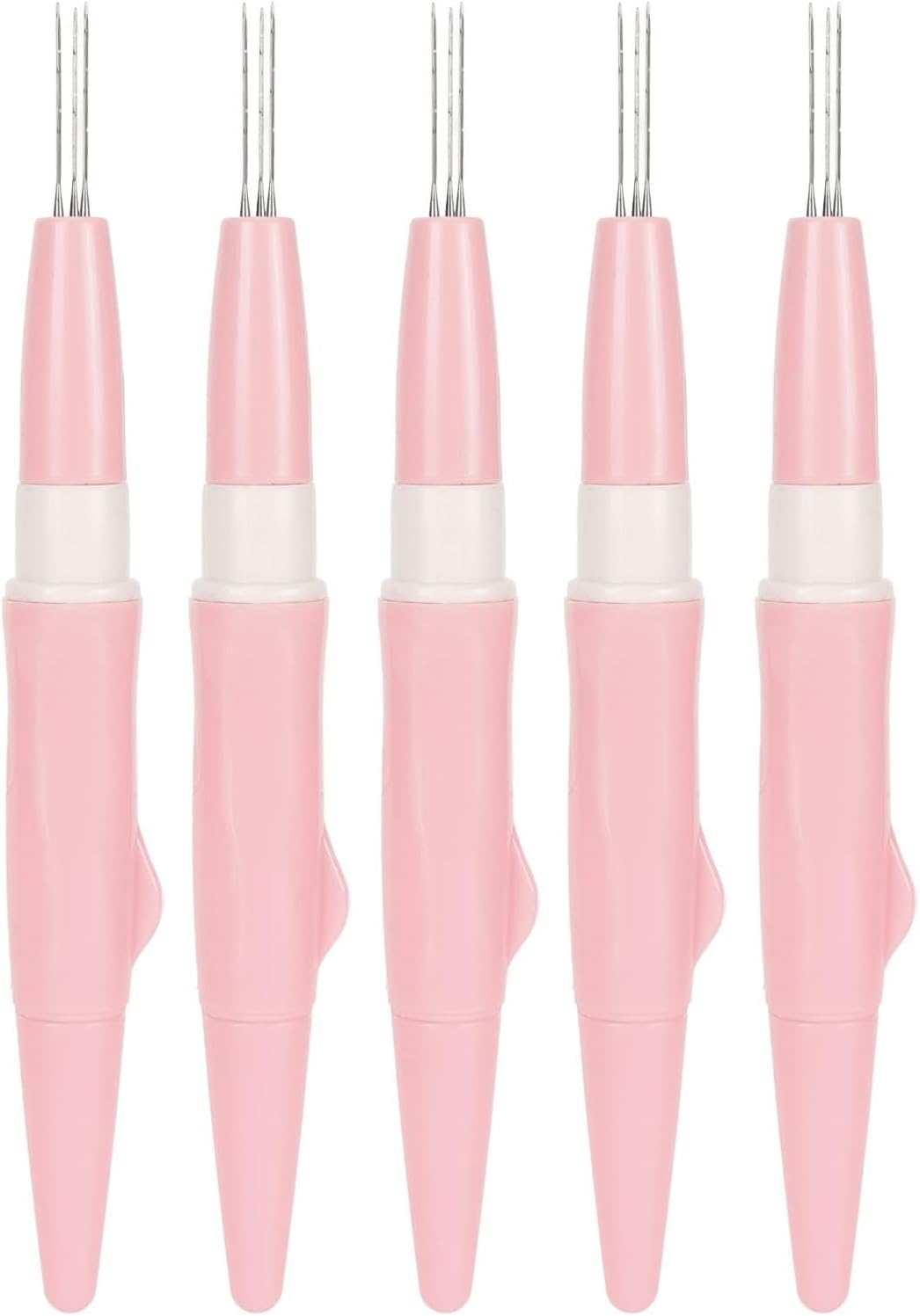 5Pcs Embroidery Felting Needle with 3 Pins, Needle Felting Tool for Craft, Detachable Steel and Plastic Felting Pen for Clothes Blanket DIY, Ergonomic Handle for Home Use