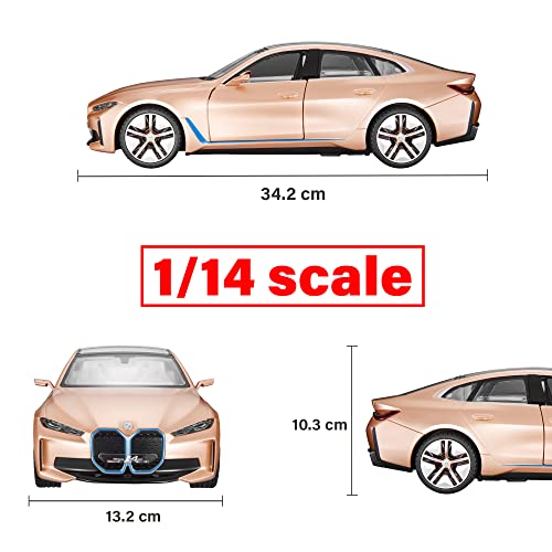 Image of Licensed 1:14 Scale I4 Remote Control Model Car, Super RC Sport Racing Car for Kids Boys Girls and Adults, Gifts, Open Doors and Working Lights, 2.4GHz, Golden