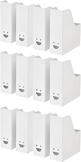 home stuff Fluns A4 Magazine File Storage Document Organizer Paper Book, Cardboard Magazine File Holder Rack Display, Binder Newspaper Holder Magazine File, White (Set of 12)