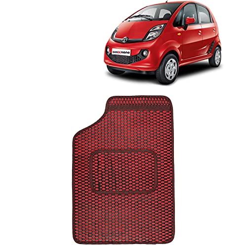 Image of Kingsway Dotted Design Car Floor Foot Mats Universal Fit for Tata Nano, Model Year : 2008 Onwards, Water and Dustproof, Color Red, Set of 5 Pieces