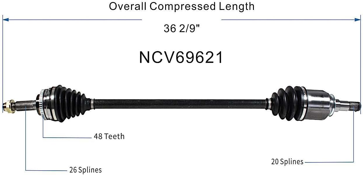 GSP NCV69621 CV Axle Shaft Assembly - Right Front (Passenger Side)