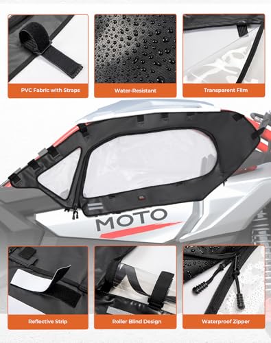 Kemimoto KM3B0110-13701BK X3 Soft Upper Door Set Kit, Utv Soft Cab Doors Top Enclosure, Soft Top Door Skin Compatible With 2017-2024 Can Am Maverick X3 2-Seater Models, Work With Roof And Partial Windshields thumb #4
