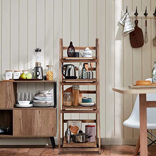 ECOMEX-Ladder-Shelf-Bookcase4-Tier-Leaning-Ladder-BookshelfIndustrial-Bathroom-Shelf-Multifunction-Standing-Organizer-Shelf-for-Living-RoomHome-Office-and-KitchenBrown
