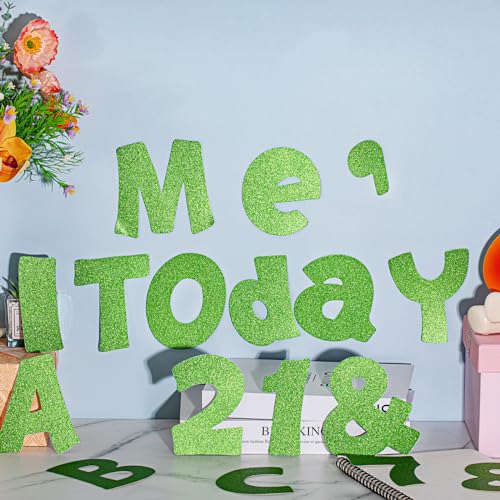 Image of Colarr 216 Pcs Glitter Bulletin Board Letters for Classroom Number Alphabet Punctuation Symbol Cutout 4'' Die-Cut Poster Letter with Adhesive Dot School Party Holiday Decor Display(Lime Green)