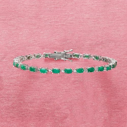 Ross-Simons 8.00 ct. t.w. Emerald Bracelet With Diamonds in Sterling Silver4