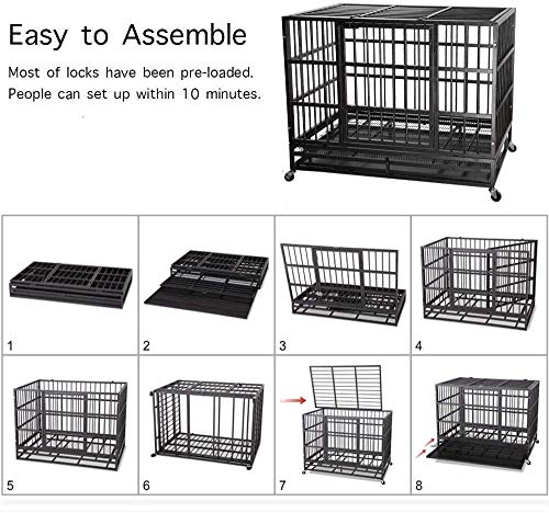 ITORI 48 inch XXL Heavy Duty Indestructible Dog Crate, Dog Cage Kennel Crate and Playpen for Training Large Dog Indoor… - Image 6